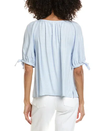 Max Studio Gingham Bubble Hem Top In Blue