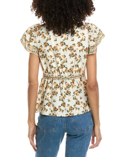 Max Studio V-neck Flutter Sleeve Top In White