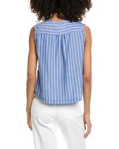 Max Studio Pleated Button Front Blouse In Blue