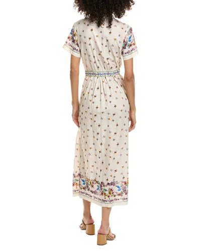Max Studio Short Sleeve Button Front Midi Dress In Multi