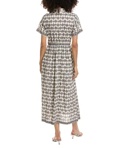 Max Studio Short Sleeve Button Front Midi Dress In Multi