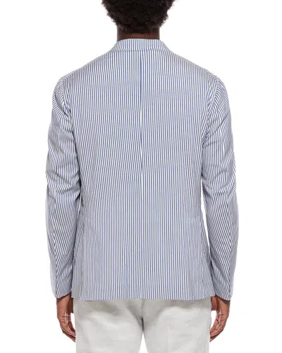 Isaia Silk-blend Jacket In Blue