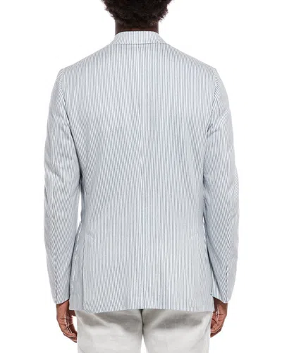Isaia Linen-blend Jacket In Blue
