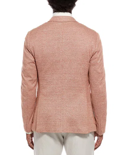 Isaia Linen-blend Jacket In Pink