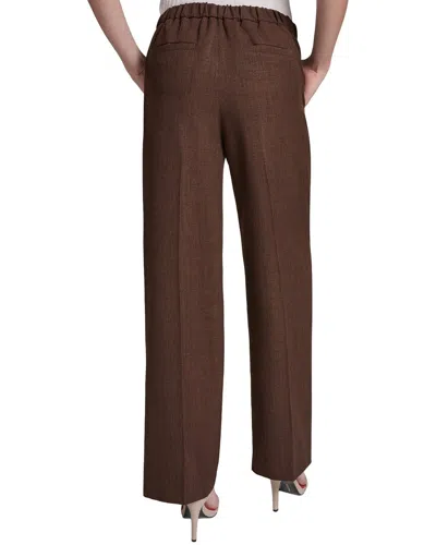 Halston Wide Leg Ruched Pull-on Pant In Brown