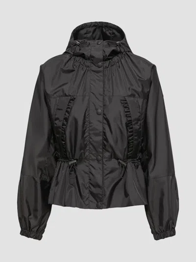 Moncler Imaginaire Short Nylon Canvas Parka In Black