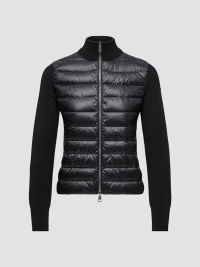 Moncler Ribbed Wool And Quilted Shell Down Jacket In Black