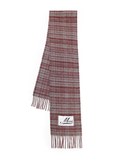 Marni Check-pattern Fringed Scarf In Red