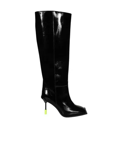Msgm 110mm Patent Leather Boots In Black