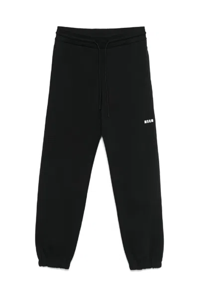 Msgm Cotton Track Pants In Black