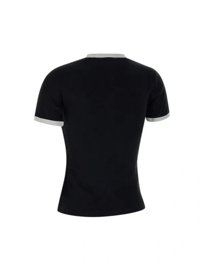 Courrèges Courreges Women Cotton T Shirt With Contrasting Profiles In Black