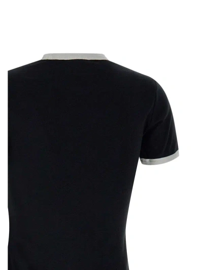 Courrèges Courreges Women Cotton T Shirt With Contrasting Profiles In Black