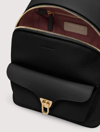 Coccinelle Minimalist Zip-closure Backpack With External Pocket In Black