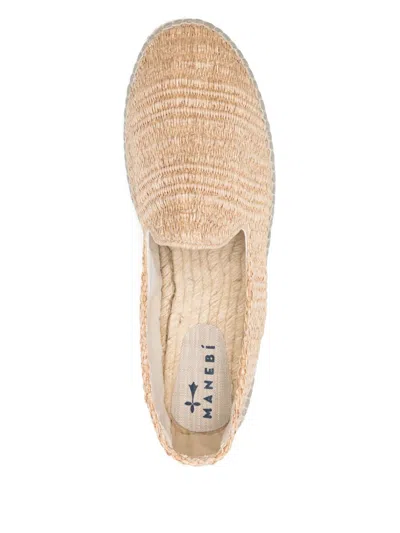Manebi Beige Raffia Espadrilles In Neutral