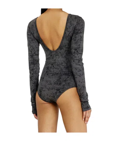 Diesel Open-back Long-sleeve Bodysuit In Gray