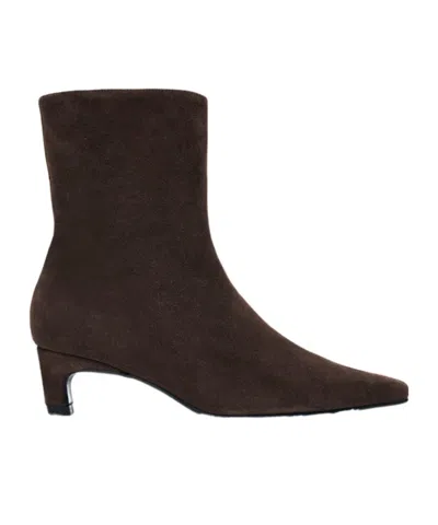 Alohas Ambar Rift Pointed Toe Kitten Heel Suede Boots In Brown