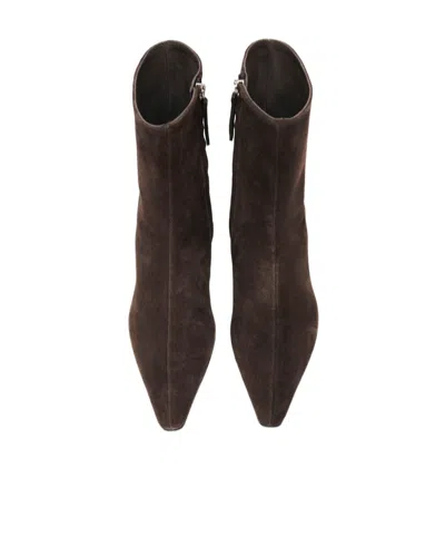 Alohas Ambar Rift Pointed Toe Kitten Heel Suede Boots In Brown