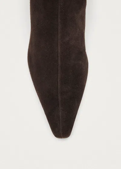 Alohas Ambar Rift Pointed Toe Kitten Heel Suede Boots In Brown