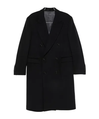 Lardini Double-breasted Coat In Black
