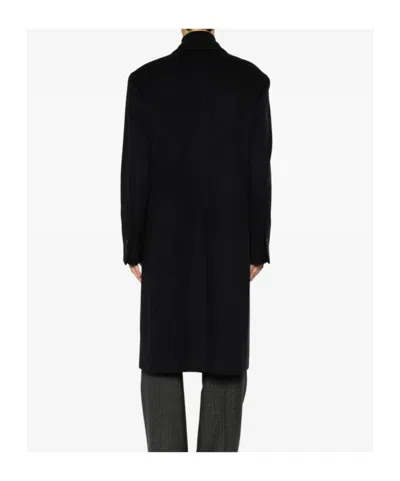 Lardini Double-breasted Coat In Black