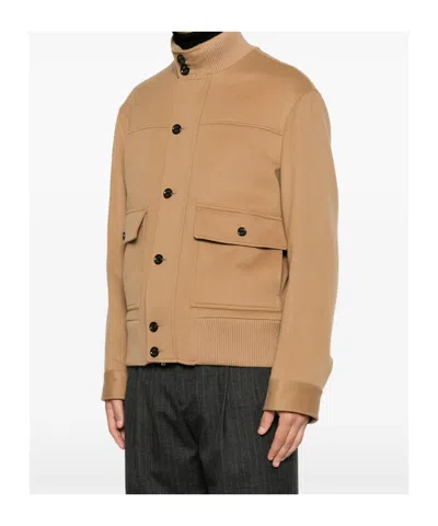 Lardini Beige Wool Oves Aries Full-length Jacket In Brown