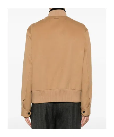 Lardini Beige Wool Oves Aries Full-length Jacket In Brown
