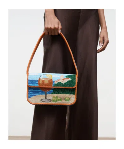 Staud Tommy Beaded Bag Sunset Spritz In Multi