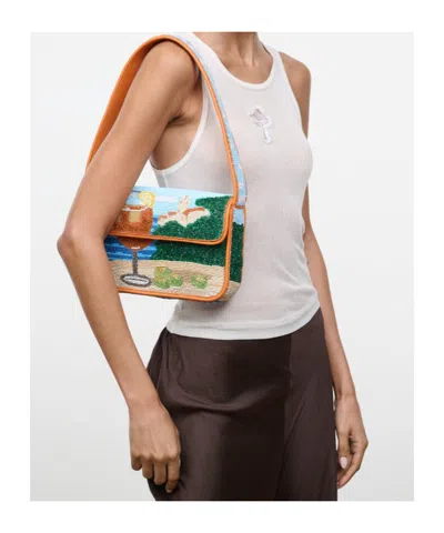 Staud Tommy Beaded Bag Sunset Spritz In Multi
