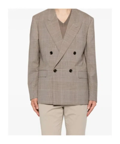 Lardini Double-breasted Check-pattern Blazer In Brown