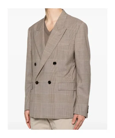 Lardini Double-breasted Check-pattern Blazer In Brown