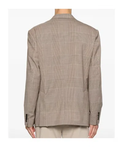 Lardini Double-breasted Check-pattern Blazer In Brown
