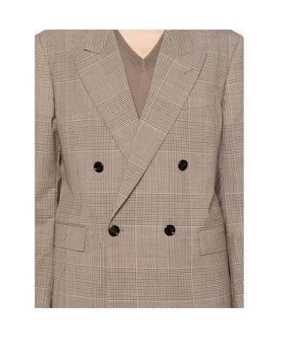 Lardini Double-breasted Check-pattern Blazer In Brown