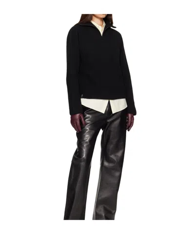 Mackage Black Gladys Knit Half-zip Pullover Sweater In Black