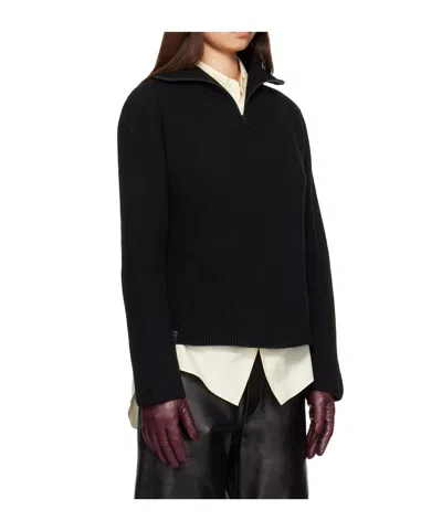 Mackage Black Gladys Knit Half-zip Pullover Sweater In Black