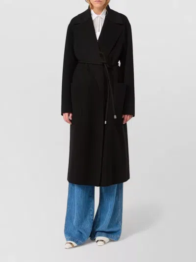 Sportmax Cappotto Zannata Oversize In Double Di Lana In Black