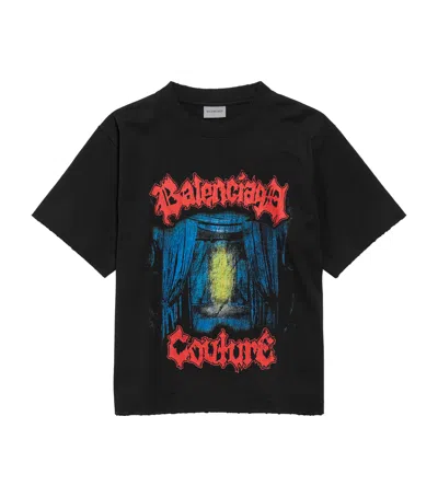 Balenciaga Medium Fit Graphic Crew Neck T Shirt In Black