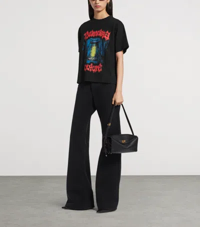 Balenciaga Medium Fit Graphic Crew Neck T Shirt In Black