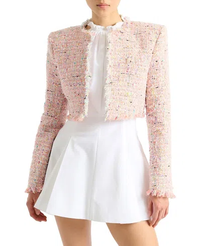 Balmain Tweed Blazer In Nylon-cotton Blend With Cupro Lining In Pink