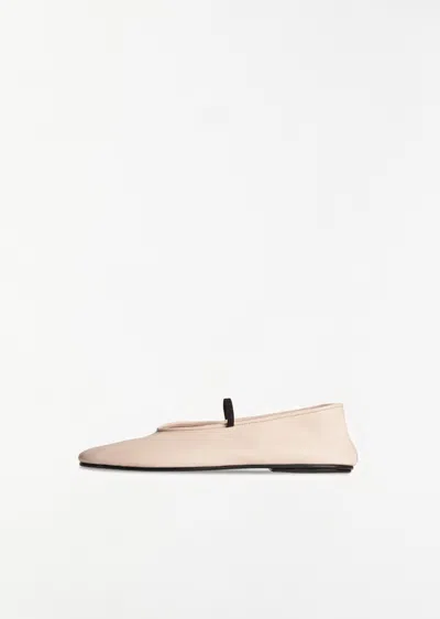The Row Almond-toe Elasticated-strap Ballerina Flats In Neutral