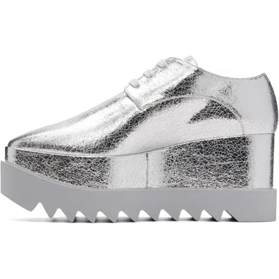Stella Mccartney Elyse Lace Up Wedge Brogues Oxford Shoes In Silver