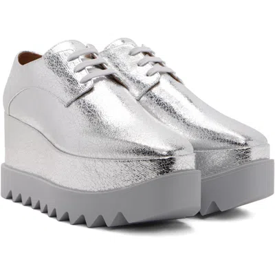 Stella Mccartney Elyse Lace Up Wedge Brogues Oxford Shoes In Silver