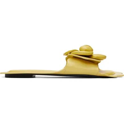 Marc Jacobs The Daisy Leather Flat Slide Sandals In Gold