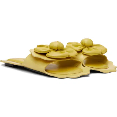 Marc Jacobs The Daisy Leather Flat Slide Sandals In Gold