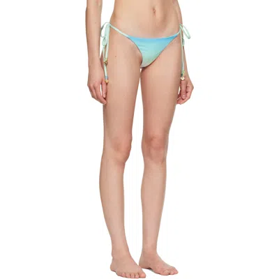 Casablanca Gradient-effect Bead-embellished Bikini Bottoms In Blue
