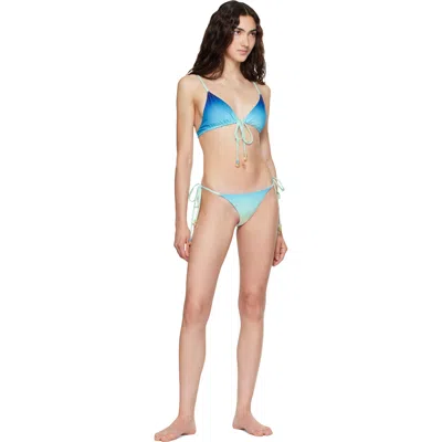 Casablanca Gradient-effect Bead-embellished Bikini Bottoms In Blue