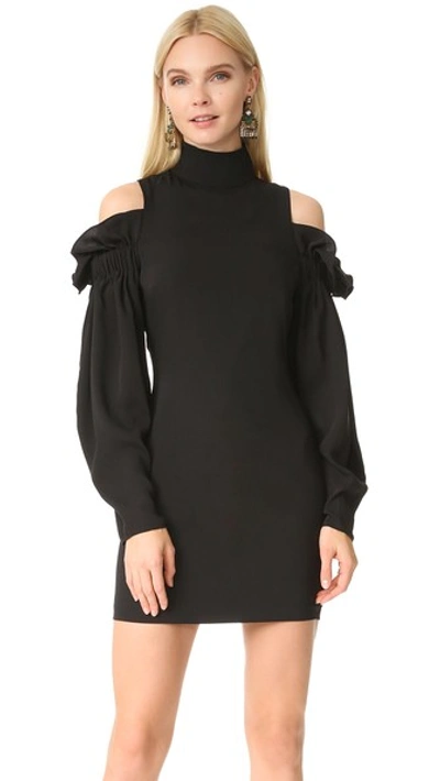 Aq/aq Shoulder Mini Dress In Black