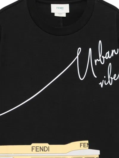 Fendi Graphic-print T-shirt In Black