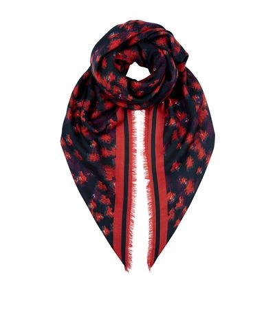Givenchy Floral Wool-silk Scarf In Red