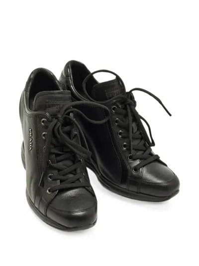 Pre-owned Prada Leather Sneakers In Black