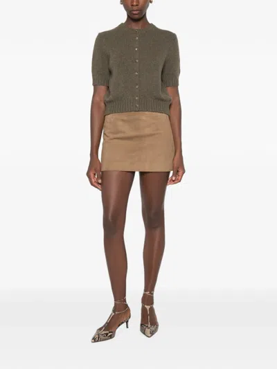 Khaite Womens Artichoke Nora Short-sleeve Knitted Cashmere Cardigan In Brown